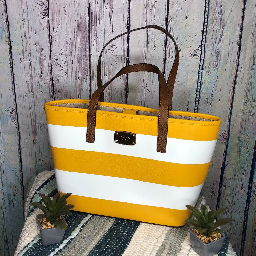 Michael Kors Yellow & White Handbag